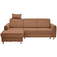 ECKSOFA Terracotta Flachgewebe  - Buchefarben/Terracotta, KONVENTIONELL, Holz/Textil (166/241cm) - Carryhome