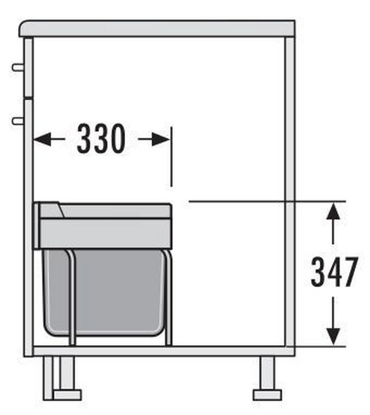 EINBAUABFALLSAMMLER 12 + 2 x 8 l  Metall  - Dunkelgrau, Basics, Kunststoff/Metall (43,4/34,7/33cm) - HKT