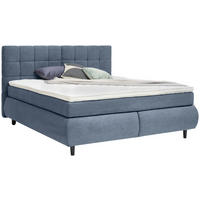 BOXSPRINGBETT 180/200 cm,  in Blau, Bettkasten, Topper, Matratzen, H2 = mittel  - Blau/Schwarz, KONVENTIONELL, Holz/Textil (180/200cm) - Ti'me