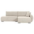 ECKSOFA Beige Flachgewebe Zierkissen, Rückenkissen, Bettkasten, Schlaffunktion, Rücken echt, Liegefläche im Originalstoff  - Beige/Schwarz, KONVENTIONELL, Kunststoff/Textil (260/145cm) - Carryhome