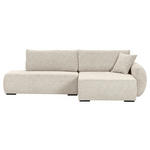 ECKSOFA Beige Flachgewebe Zierkissen, Rückenkissen, Bettkasten, Schlaffunktion, Rücken echt, Liegefläche im Originalstoff  - Beige/Schwarz, KONVENTIONELL, Kunststoff/Textil (260/145cm) - Carryhome