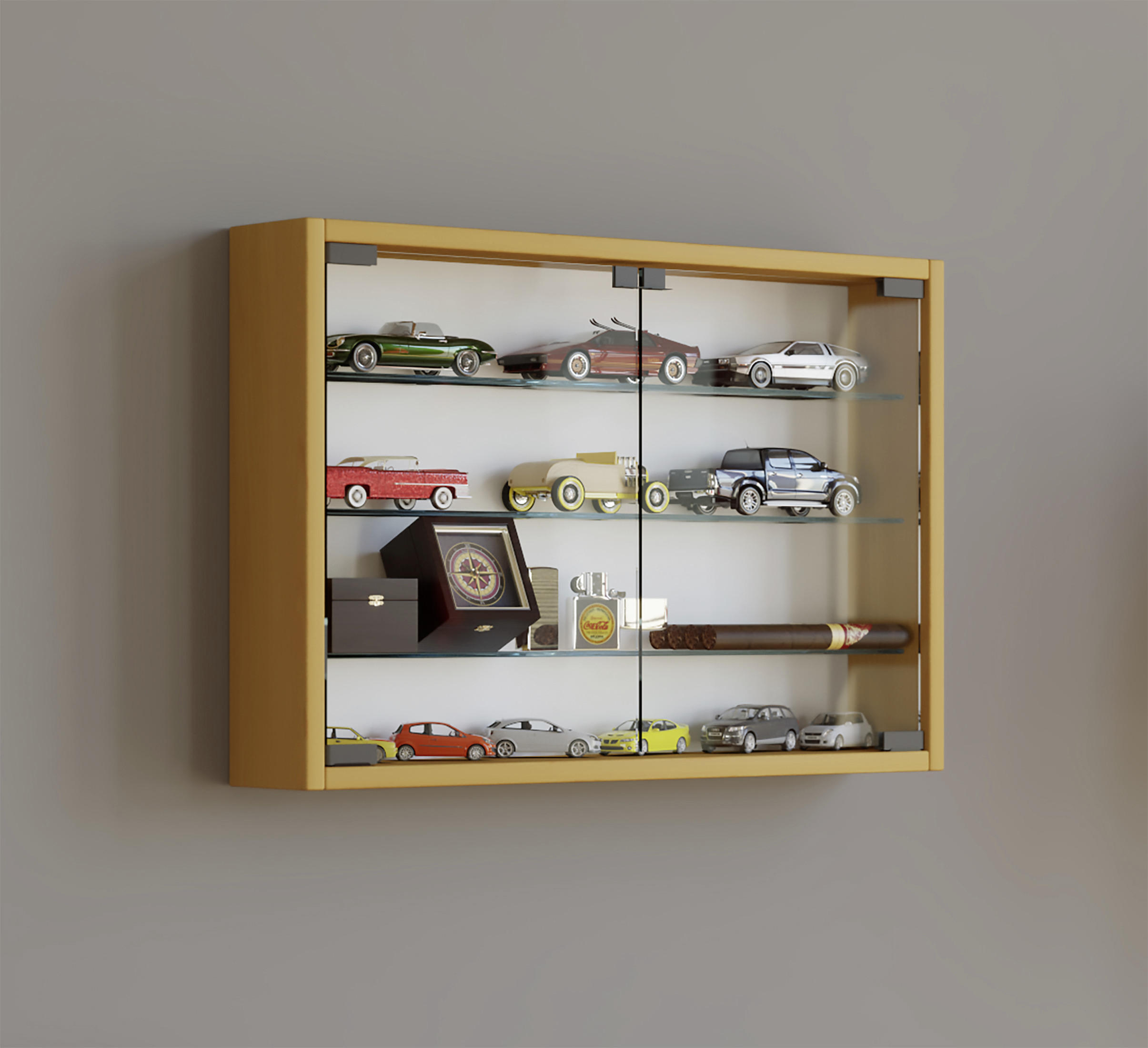 HÄNGEVITRINE Buchefarben Befestigungsmaterial - Transparent/Buchefarben, KONVENTIONELL, Glas/Kunststoff (60/40/10cm) - MID.YOU
