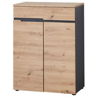 SKRINKA NA TOPÁNKY, grafitová, farba duba, 80/107/38 cm - grafitová/farba duba, Modern (80/107/38cm) - Voleo