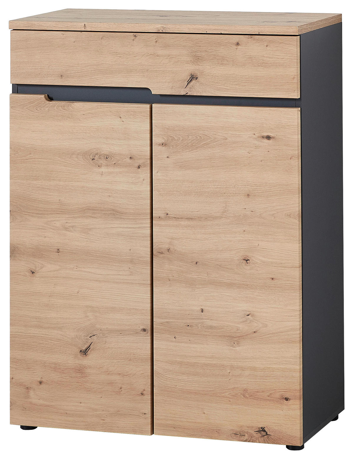 SKRINKA NA TOPÁNKY, grafitová, farba duba, 80/107/38 cm - grafitová/farba duba, Modern (80/107/38cm) - Voleo