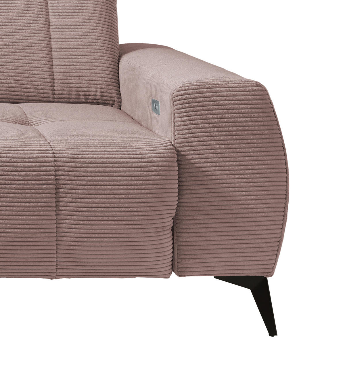 ECKSOFA in Cord Rosa  - Schwarz/Rosa, Modern, Textil/Metall (200/261cm) - Livetastic