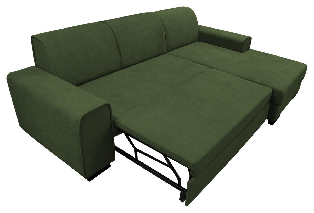 ECKSOFA in Struktur, Bouclé Grün  - Schwarz/Grün, Design, Kunststoff/Textil (270/175cm) - MID.YOU