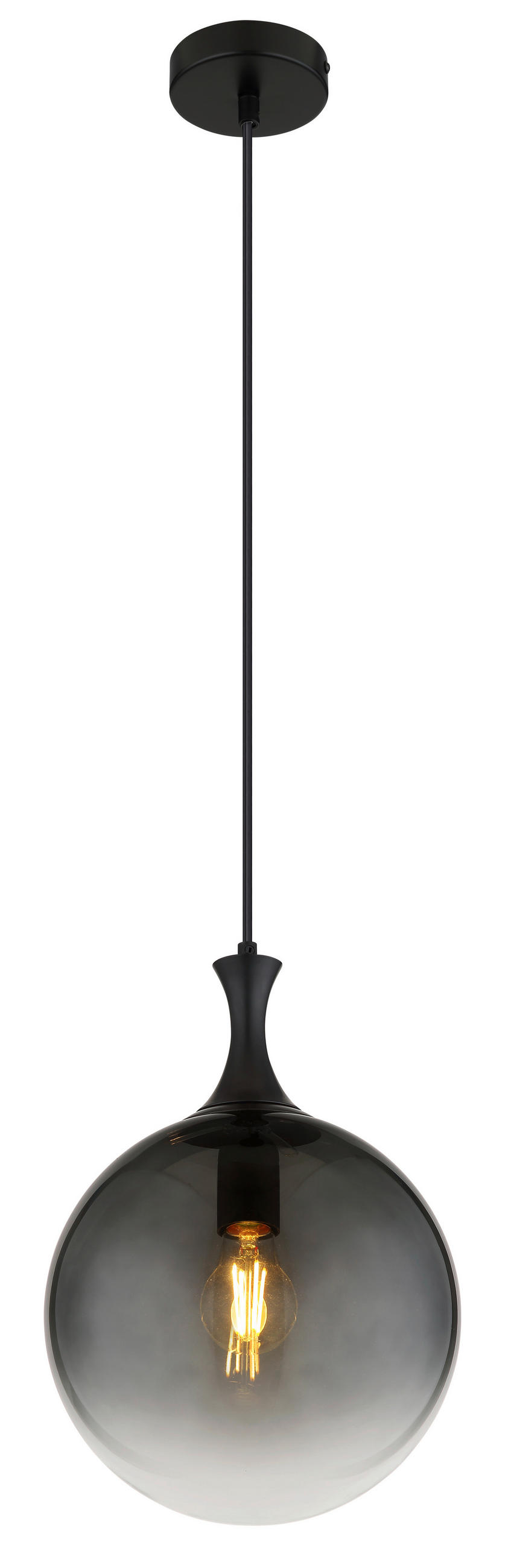 HÄNGELEUCHTE 25/141 cm    - Schwarz, Design, Glas/Kunststoff (25/141cm) - Globo