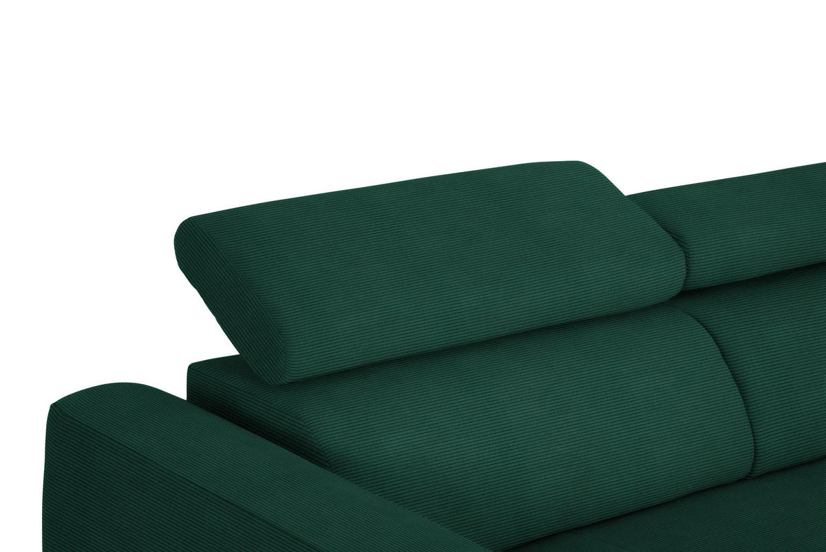 ECKSOFA in Feincord Waldgrün  - Waldgrün/Schwarz, Design, Textil/Metall (280/205cm) - MID.YOU