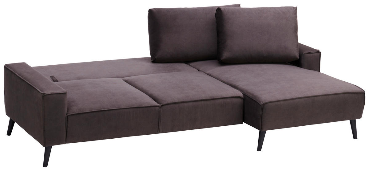ECKSOFA in Velours Taupe  - Taupe/Schwarz, Basics, Holz/Textil (260/161cm) - Carryhome