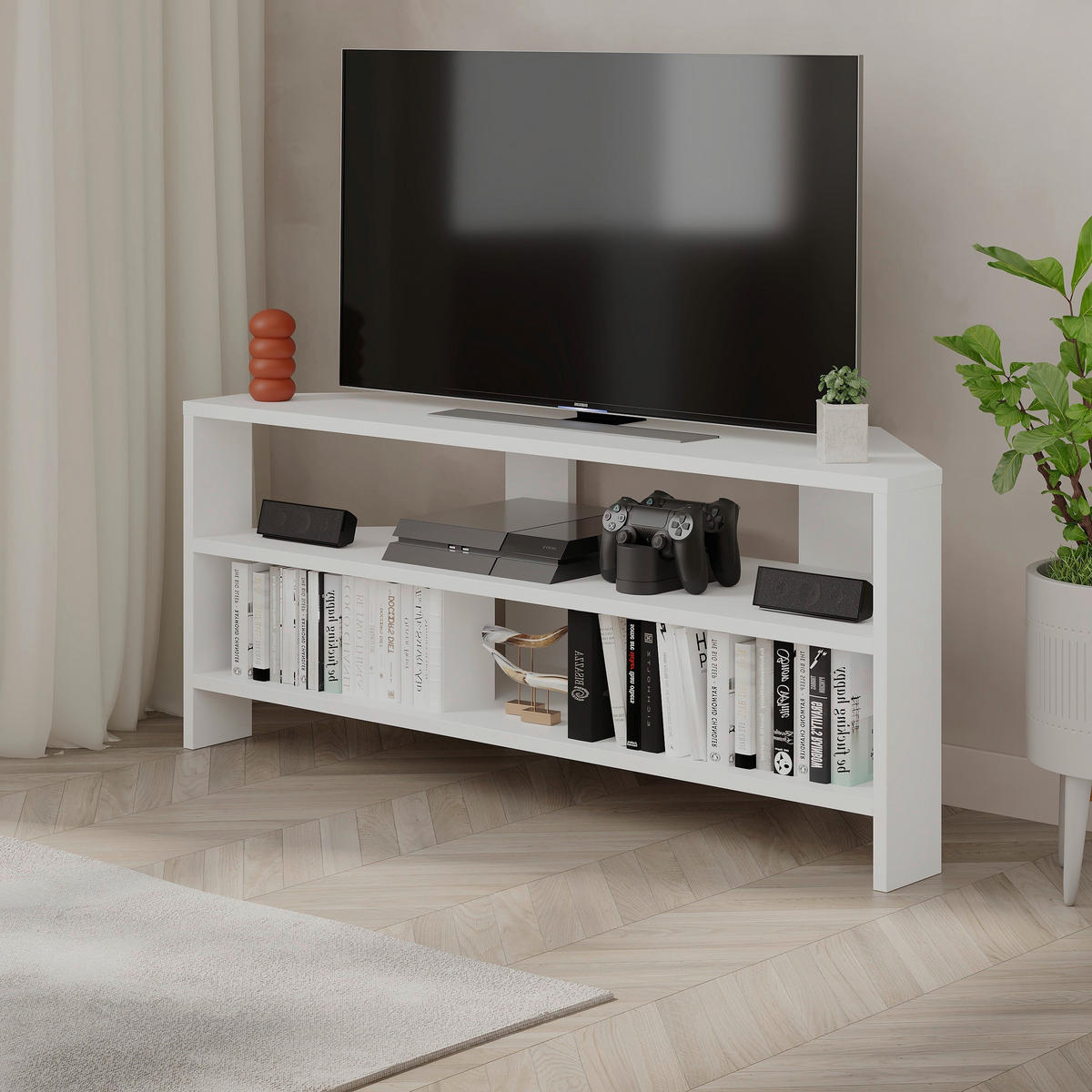 LOWBOARD  in 114/45/36 cm  - Weiss, Design, Holzwerkstoff (114/45/36cm) - Livetastic