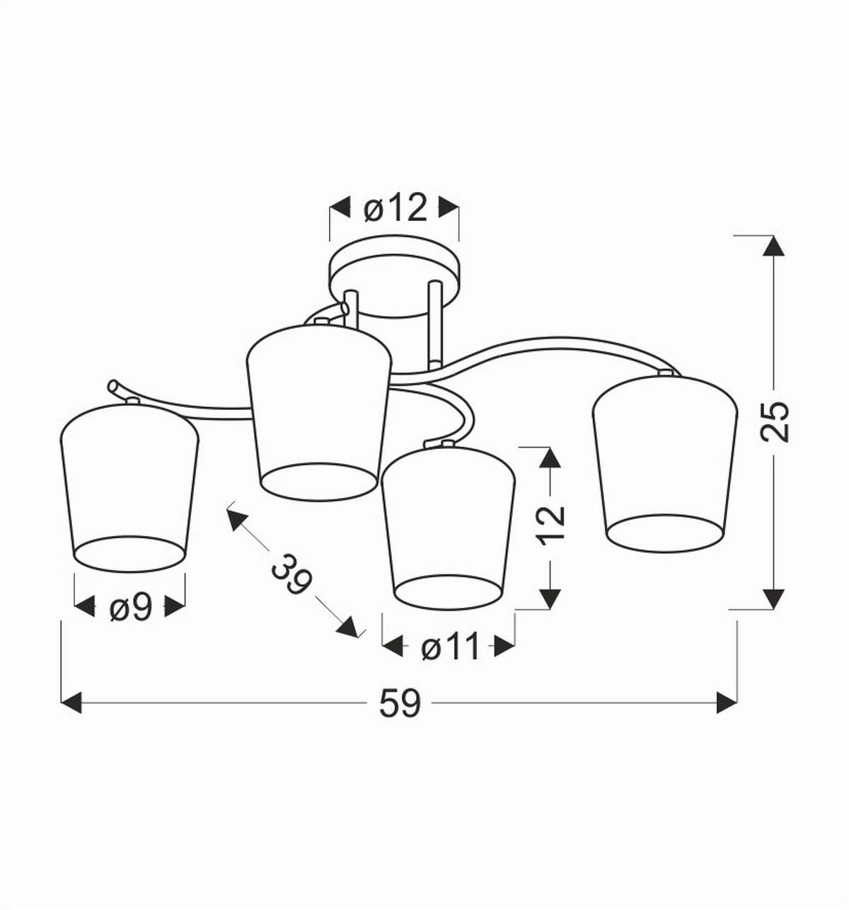DECKENLEUCHTE    59/39/25 cm  - Chromfarben/Schwarz, KONVENTIONELL, Metall (59/39/25cm)