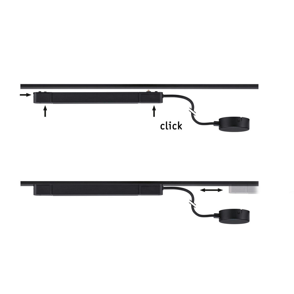 SCHIENENSYSTEM-EINSPEISER Veya 38/3/2,4 cm  - Schwarz, Design, Metall (38/3/2,4cm) - Paulmann