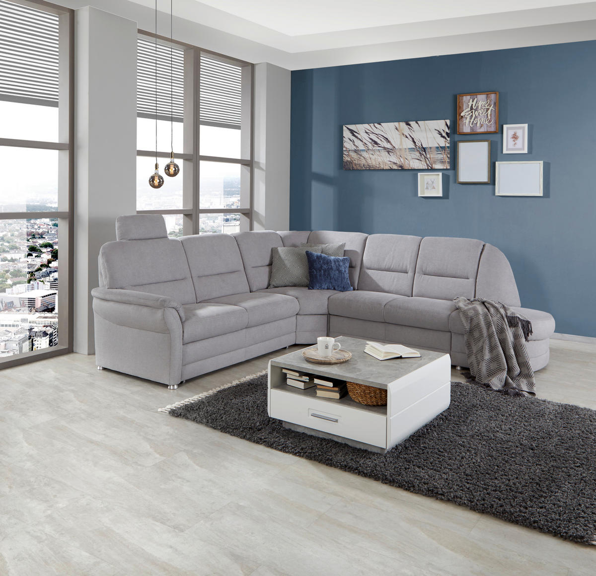 WOHNLANDSCHAFT in Silberfarben  - Silberfarben, Modern, Holz/Holzwerkstoff (254/274cm) - Livetastic