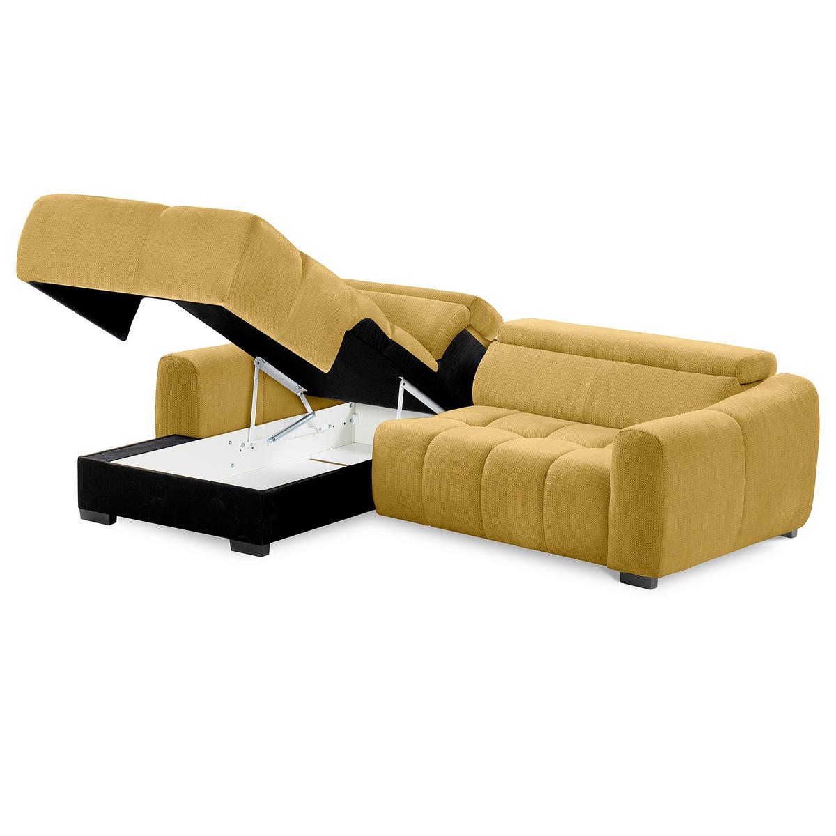 ECKSOFA  Webstoff Senfgelb  - Senfgelb/Schwarz, Design, Kunststoff/Textil (177/274cm) - Livetastic
