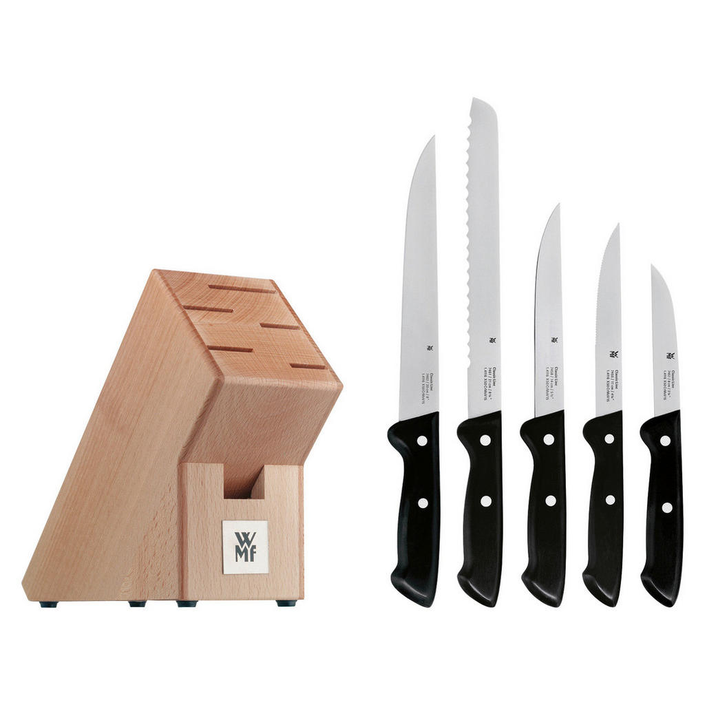 Thumbnail - WMF Messerblock Classic Line, Natur, Schwarz, Holz, Metall, 6-teilig, Buche, Kochen, Küchenmesser, Messersets