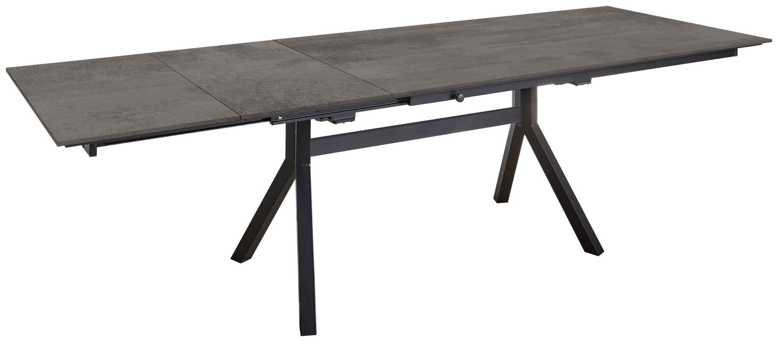 ESSTISCH Schwarz, Schieferfarben rechteckig  ausziehbar, in verschiedenen Größen erhältlich, in verschiedenen Holzdekoren erhältlich  - Schieferfarben/Schwarz, Basics, Holzwerkstoff/Metall (160-260/95/76cm) - Celina Home