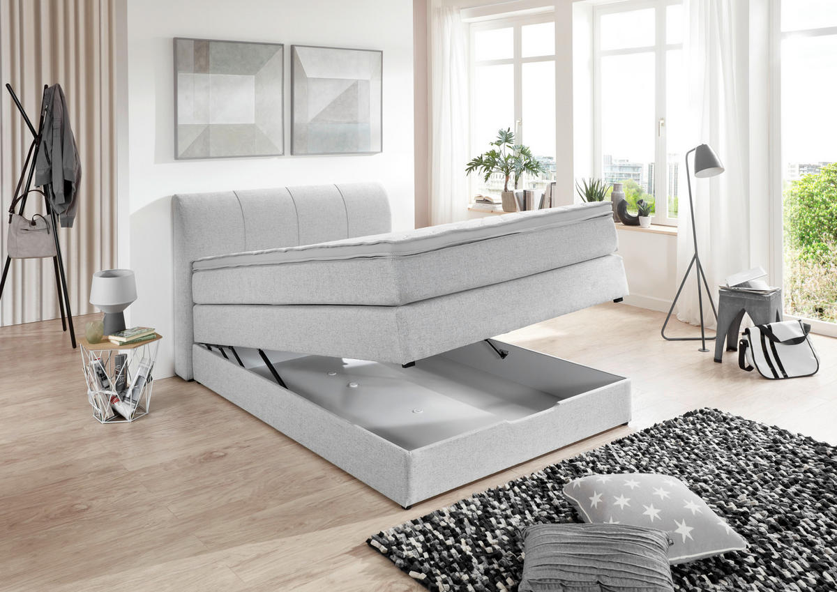 BOXSPRINGBETT 140/200 cm  in Silberfarben  - Silberfarben, KONVENTIONELL, Textil (140/200cm) - Carryhome