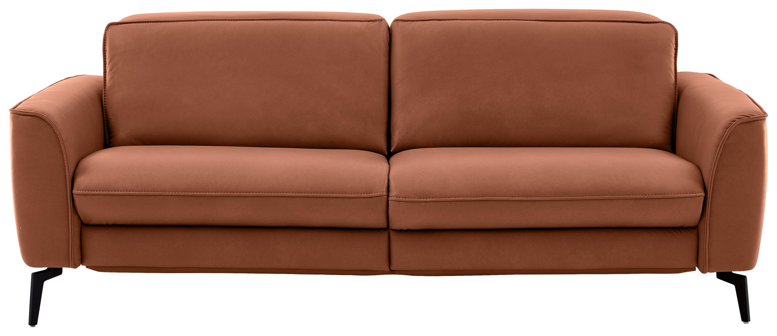 3-SITZER-SOFA in Echtleder Cognac  - Cognac/Schwarz, Natur, Leder/Metall (222/81/110cm) - Valdera