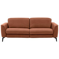 3-SITZER-SOFA in Echtleder Cognac  - Cognac/Schwarz, Natur, Leder/Metall (222/81/110cm) - Valdera