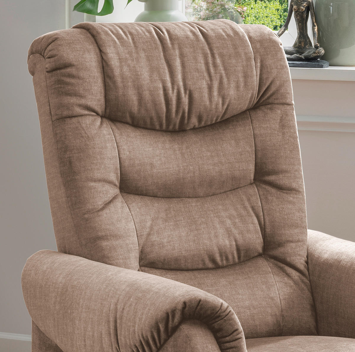FERNSEHSESSEL in Velours Hellbraun  - Hellbraun/Schwarz, Design, Kunststoff/Textil (76/106/94cm) - Livetastic