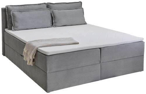 Pat Boxspring, 180/200 cm, gri deschis - gri deschis/negru, Basics, plastic/textil (180/200cm)