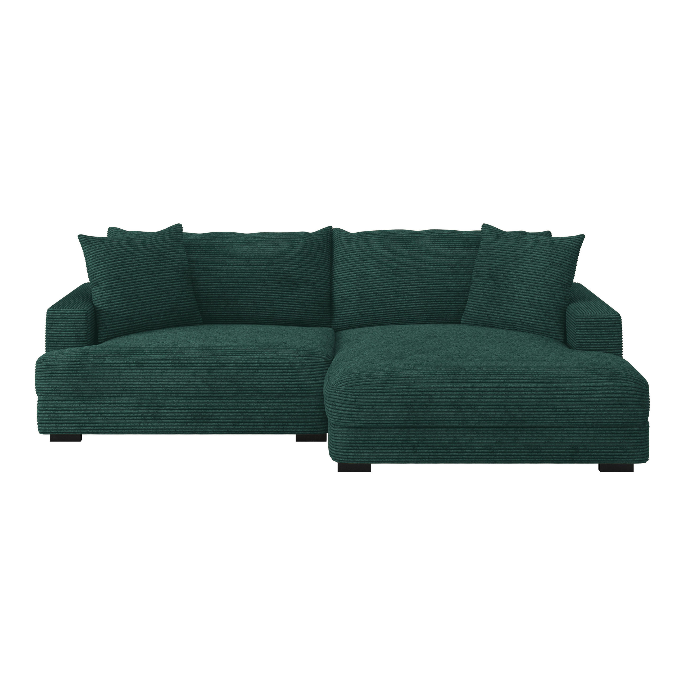 ECKSOFA Dunkelgrün Cord  - Dunkelgrün/Schwarz, MODERN, Textil (265/180cm) - P & B