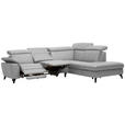 ECKSOFA in Echtleder Grau  - Schwarz/Grau, Design, Leder/Metall (285/239cm) - Cantus