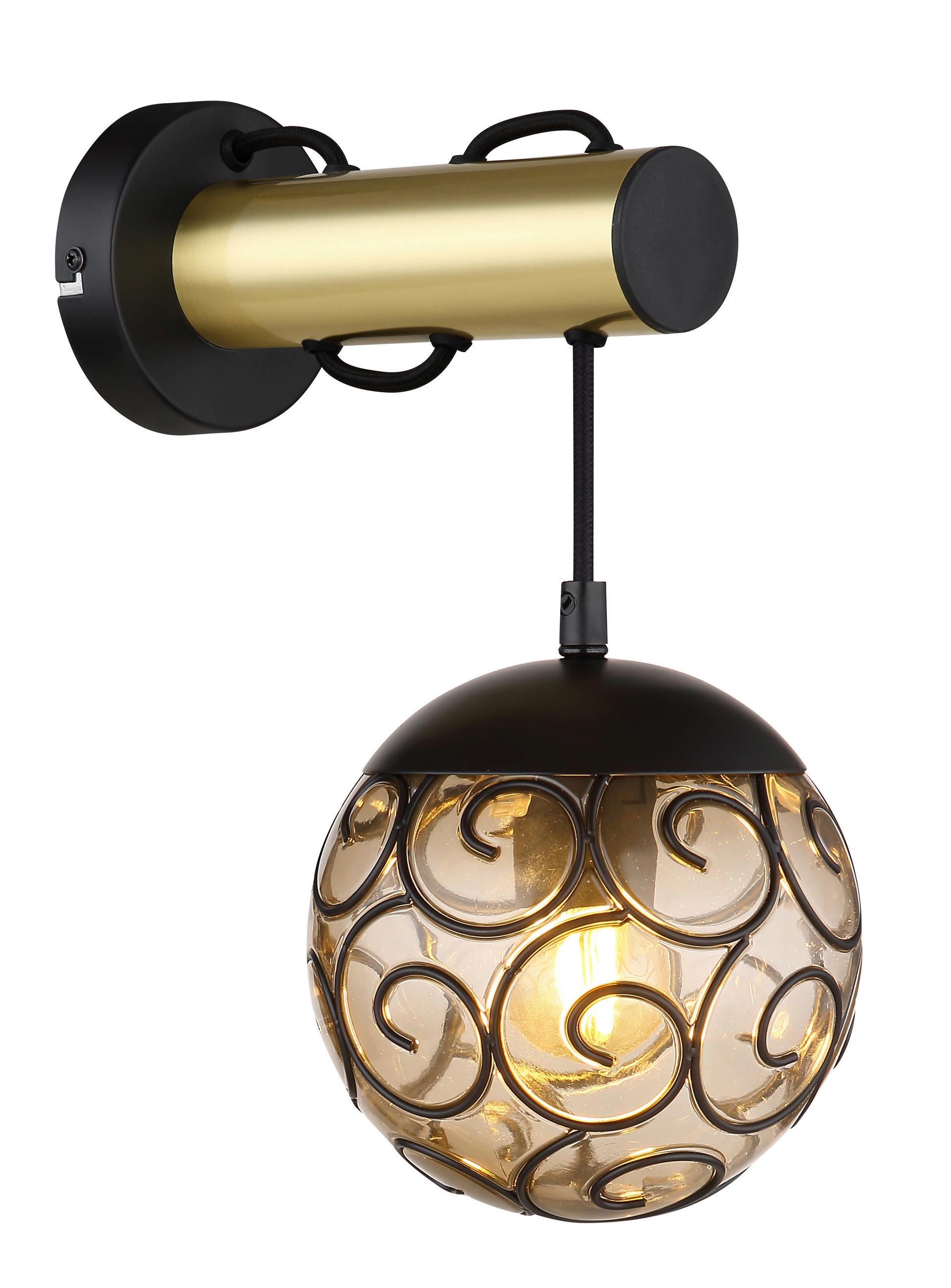 Globo Wandleuchte Maxi Braun, Grau, Schwarz, Gold 24.5x36x15 cm
