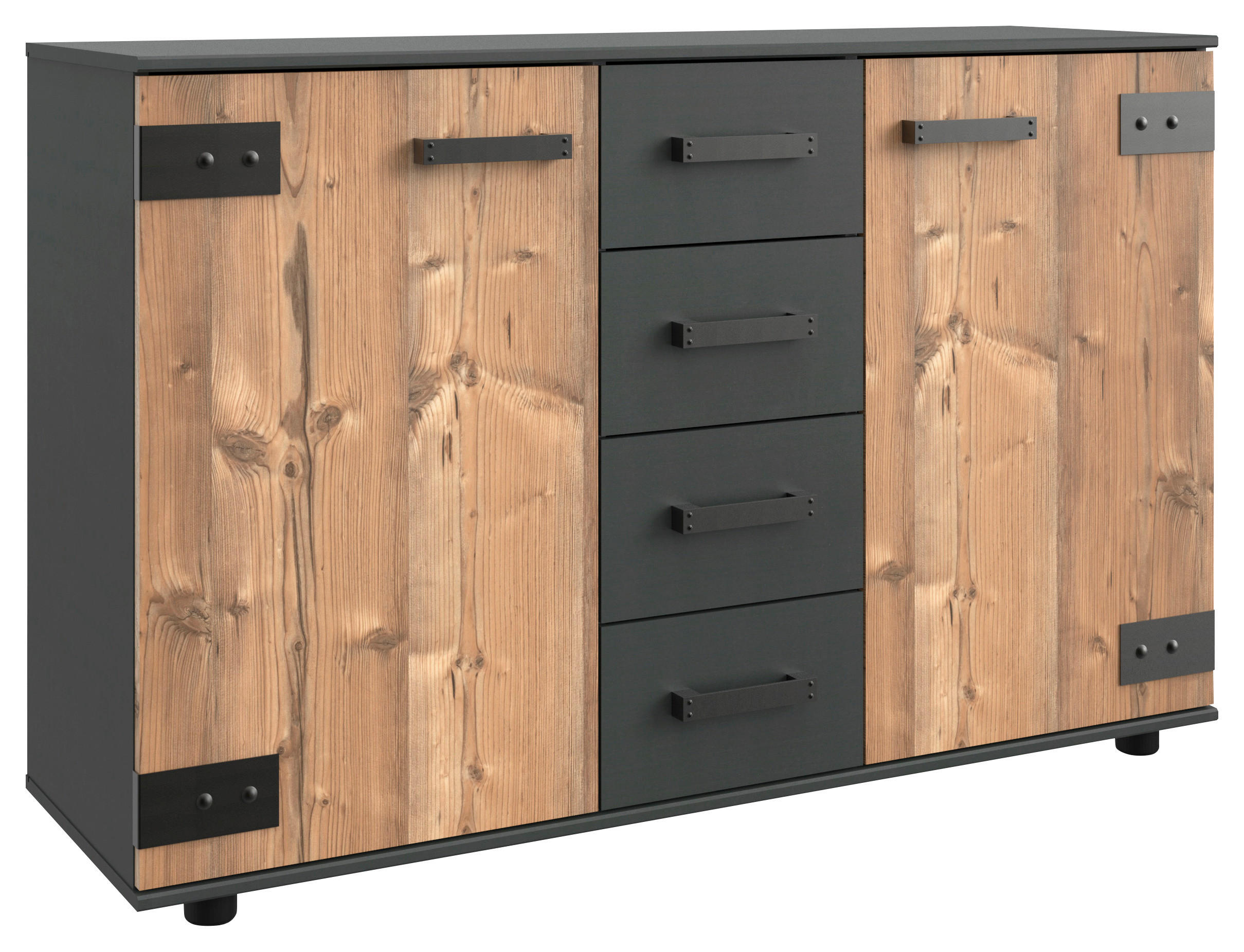 KOMMODE Wimex STOCKHOLM  in 130/83/41 cm  - Fichtefarben/Graphitfarben, MODERN, Holzwerkstoff/Kunststoff (130/83/41cm) - MID.YOU