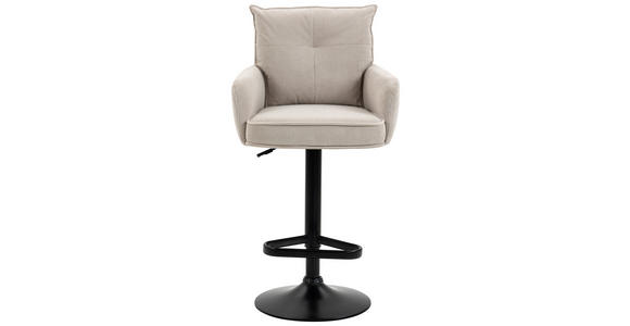 BARHOCKER Cord Schwarz, Beige Eisen Stoffauswahl, Sitzfläche 360° drehbar, inklusive Armlehnen - Beige/Schwarz, Design, Textil/Metall (54/98-120/58cm) - Novel