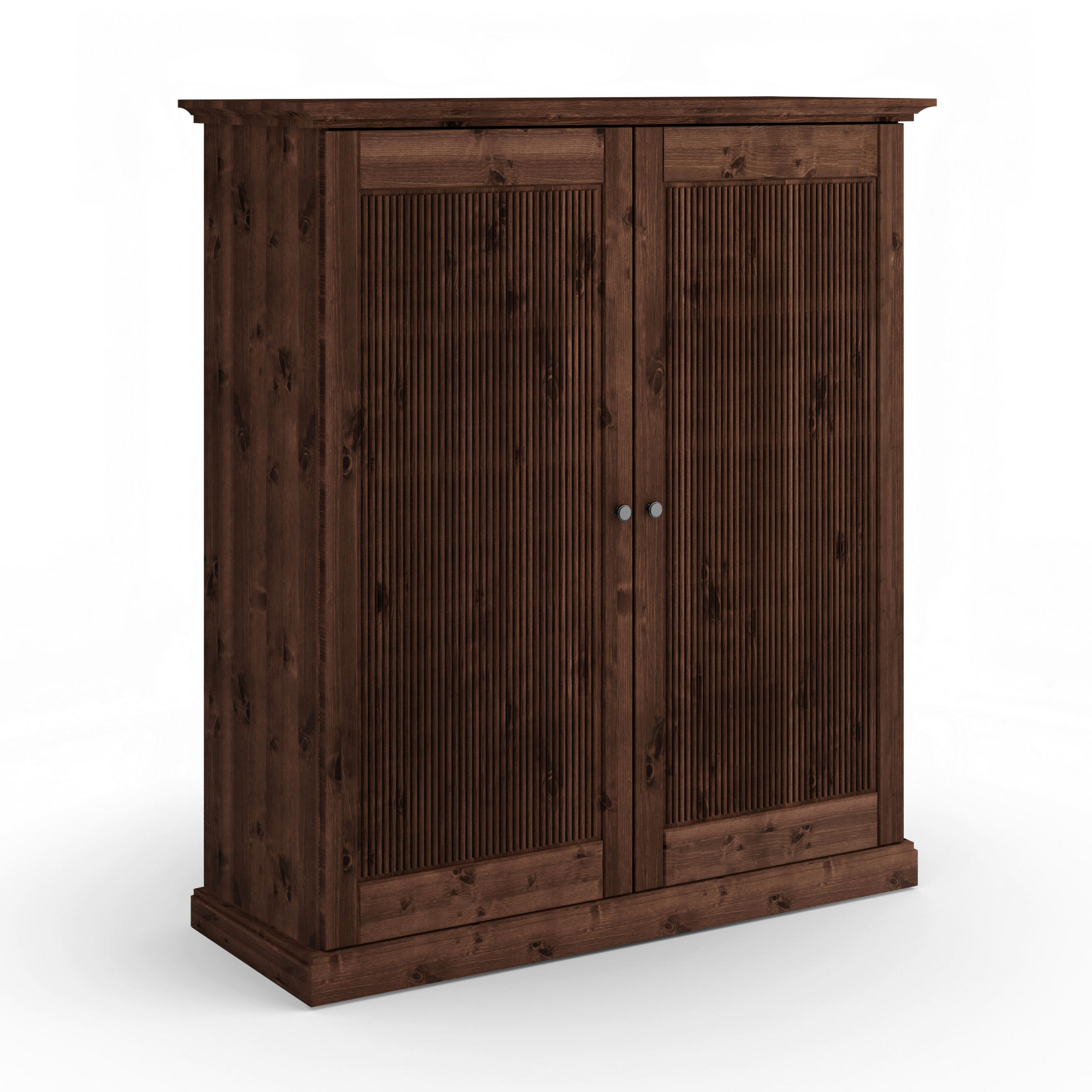 KLEIDERSCHRANK 129/147/63 cm,  in Dunkelbraun, 2 Tür(en)-türig  - Dunkelbraun/Silberfarben, KONVENTIONELL, Holz/Metall (129/147/63cm) - Linea Natura