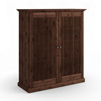 KLEIDERSCHRANK 129/147/63 cm,  in Dunkelbraun, 2 Tür(en)-türig  - Dunkelbraun/Silberfarben, KONVENTIONELL, Holz/Metall (129/147/63cm) - Linea Natura