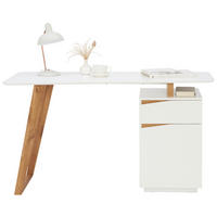 SCHREIBTISCH 140/45-60/76 cm  in Weiß, Eichefarben  - Eichefarben/Weiß, MODERN, Holz/Holzwerkstoff (140/45-60/76cm) - MID.YOU