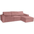 ECKSOFA Rosa Chenille - Schwarz/Rosa, KONVENTIONELL, Kunststoff/Textil (272/168cm) - Carryhome