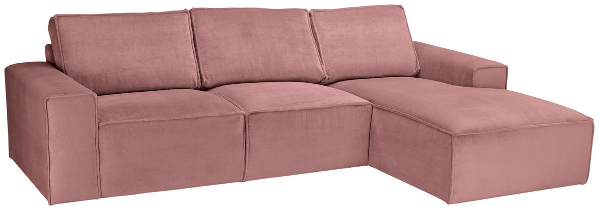 ECKSOFA Rosa Chenille  - Schwarz/Rosa, KONVENTIONELL, Kunststoff/Textil (272/168cm) - Carryhome