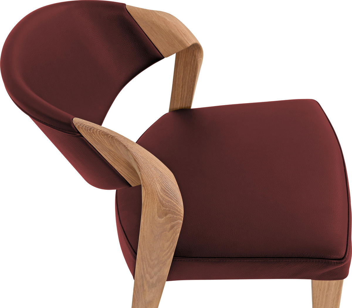 STUHL Echtleder Rot, Eichefarben Altholz, Eiche massiv  - Eichefarben/Rot, Natur, Leder/Holz (53/82/57cm) - Voglauer