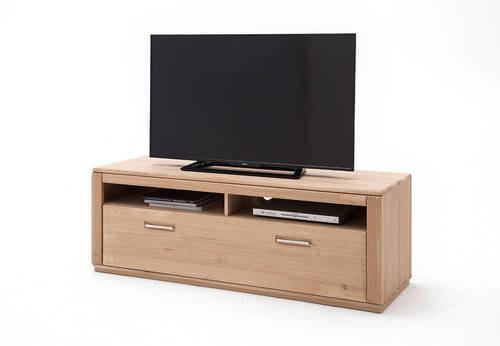 MEDIABÄNK i faner, delar i massivt trä ek ekfärgad - silver/ekfärgad, Design, metall/trämaterial (153/53/51cm) - Livetastic