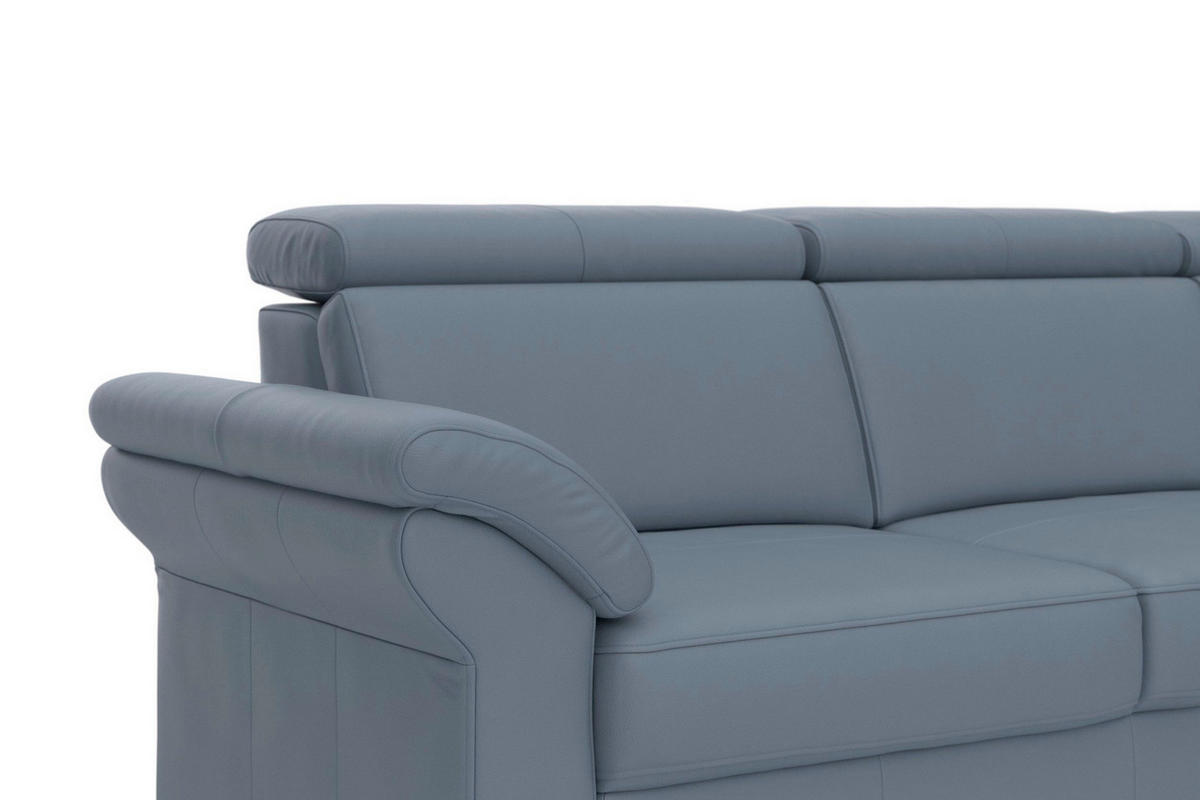 ECKSOFA 245/194 cm ARNGAST E in Echtleder Graublau Kopfteilverstellung  245/194 cm  - Chromfarben/Graublau, Basics, Leder/Textil (245/194cm) - Sit & More