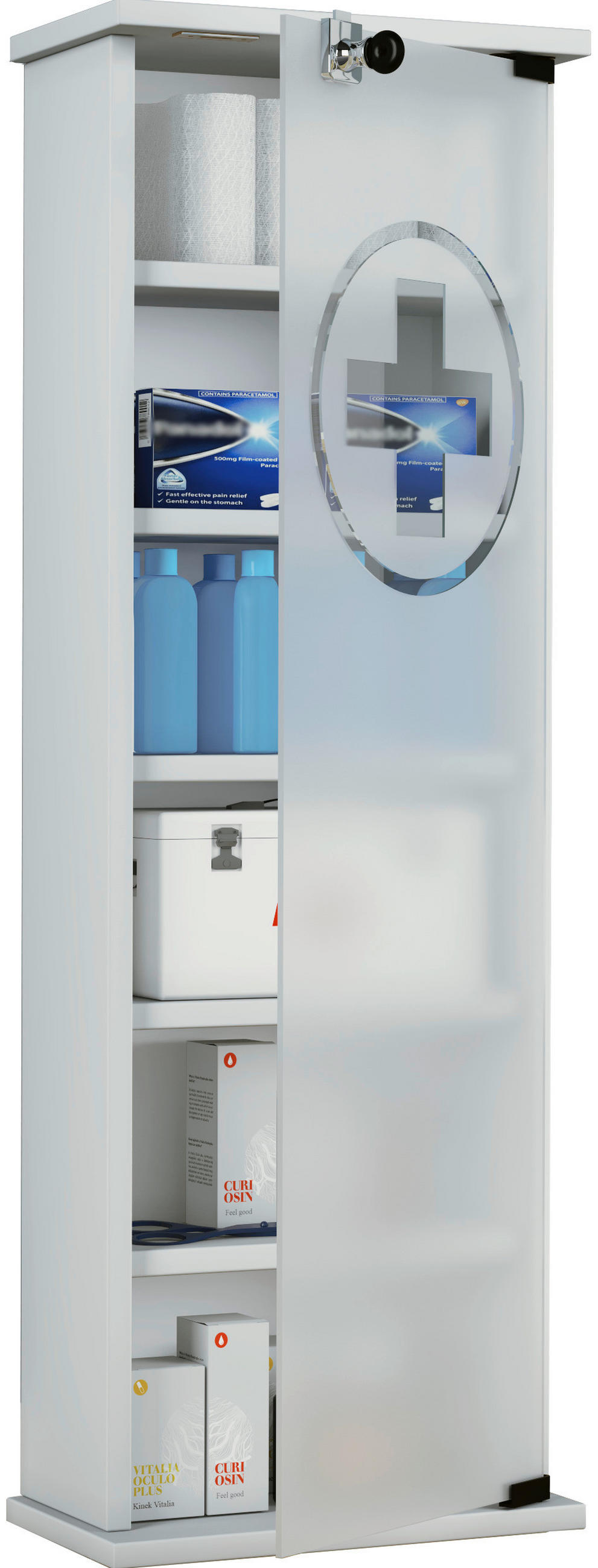 MEDIZINSCHRANK 31/92/18 cm  - Weiß, Basics, Glas/Holzwerkstoff (31/92/18cm) - MID.YOU