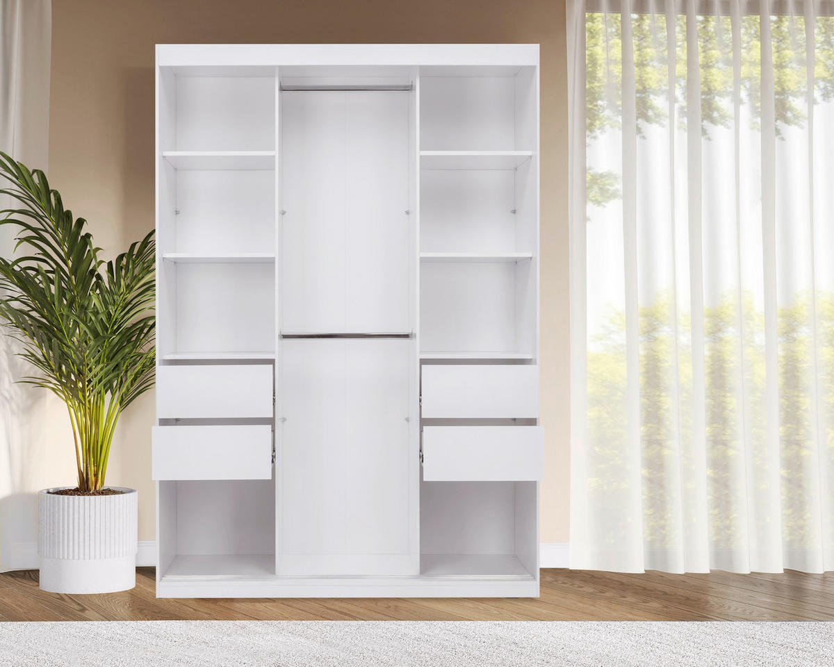 ORMAR S KLIZNIM VRATIMA bijela   - bijela/crna, Moderno, drvni materijal/metal (150/215/59,5cm) - P & B
