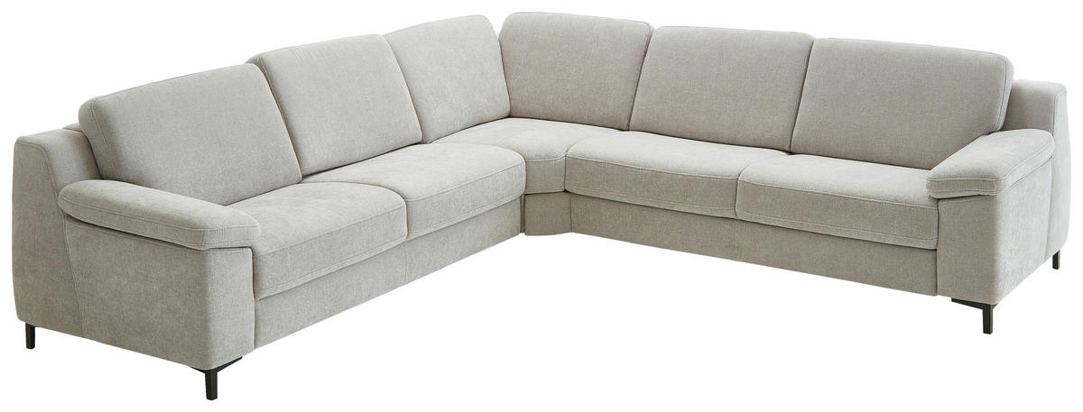 ECKSOFA Chenille Hellgrau  - Hellgrau/Schwarz, Design, Textil/Metall (278/278cm) - Valdera