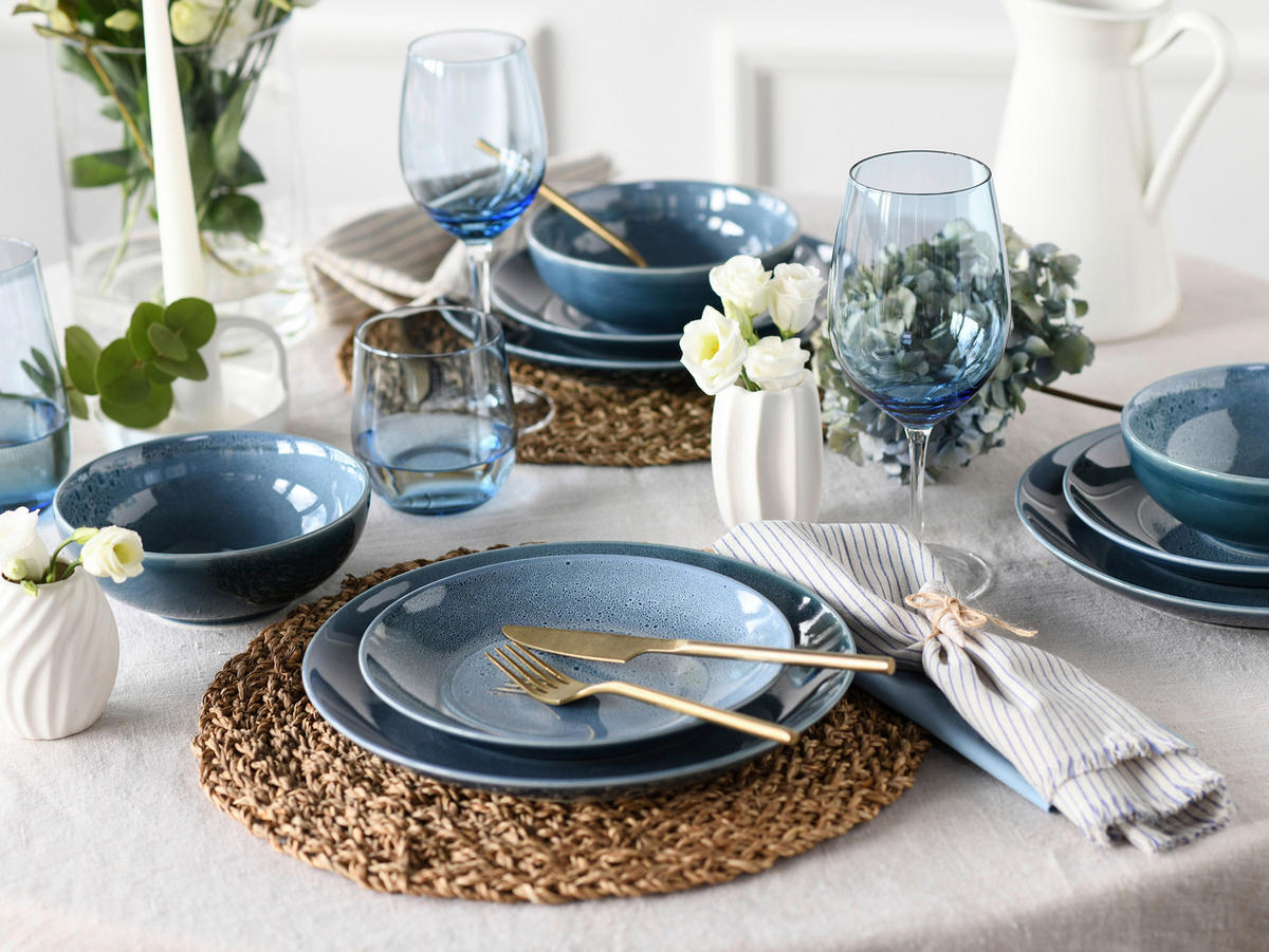 TAFELSERVICE 12-teilig  - Blau, Keramik - Creatable