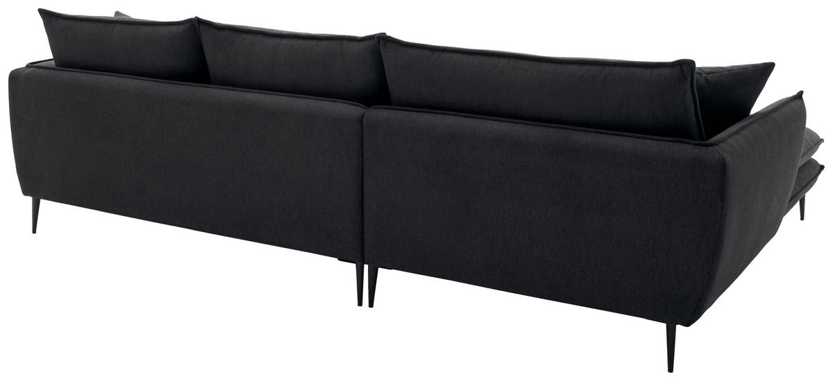 ECKSOFA Schwarz Webstoff  - Schwarz, KONVENTIONELL, Textil/Metall (196/304cm) - Hom`in