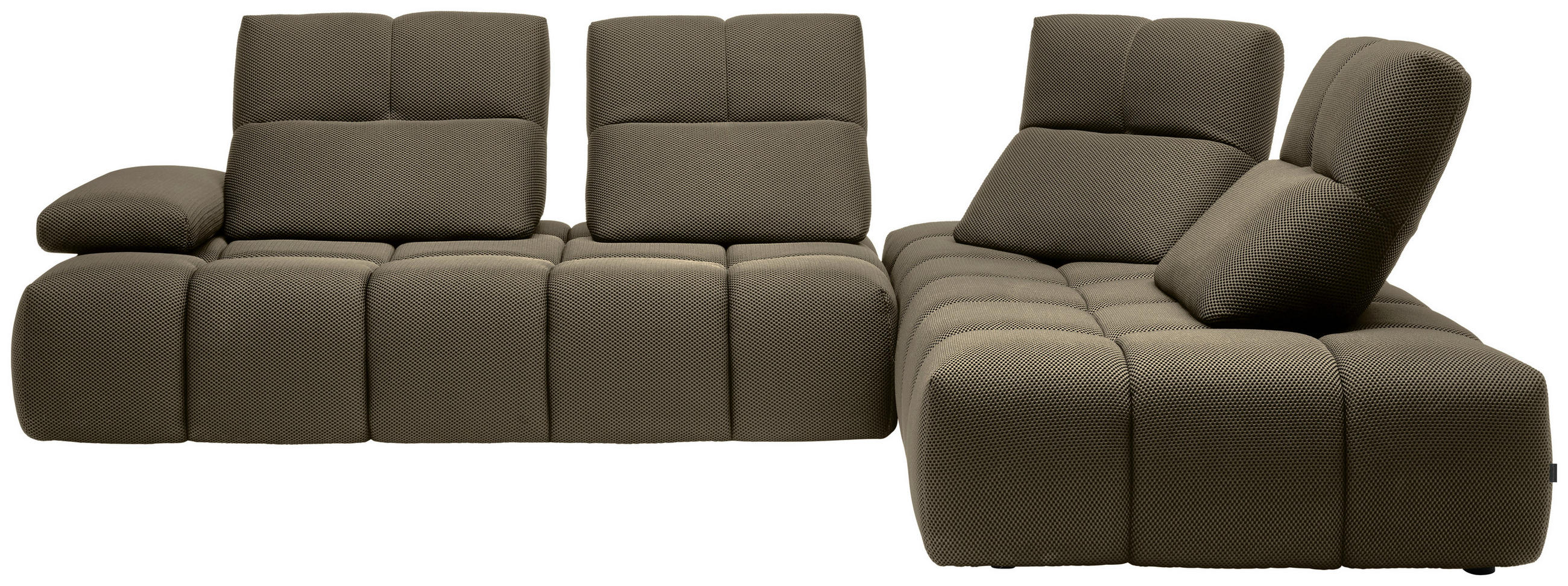 ECKSOFA in Struktur Graubraun  - Graubraun/Schwarz, Design, Kunststoff/Textil (313/233cm) - Emilio Belluti