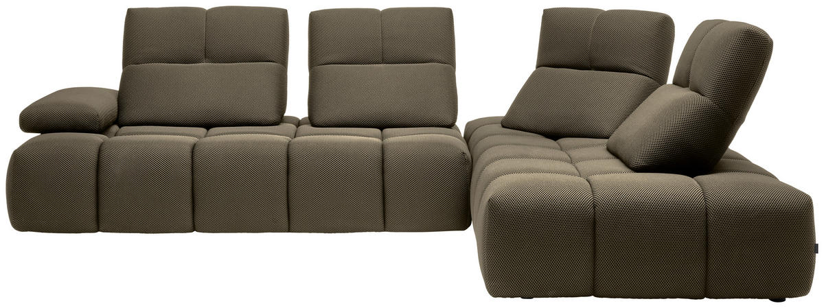 ECKSOFA in Struktur Graubraun  313/233 cm  - Graubraun/Schwarz, Design, Kunststoff/Textil (313/233cm) - Emilio Belluti