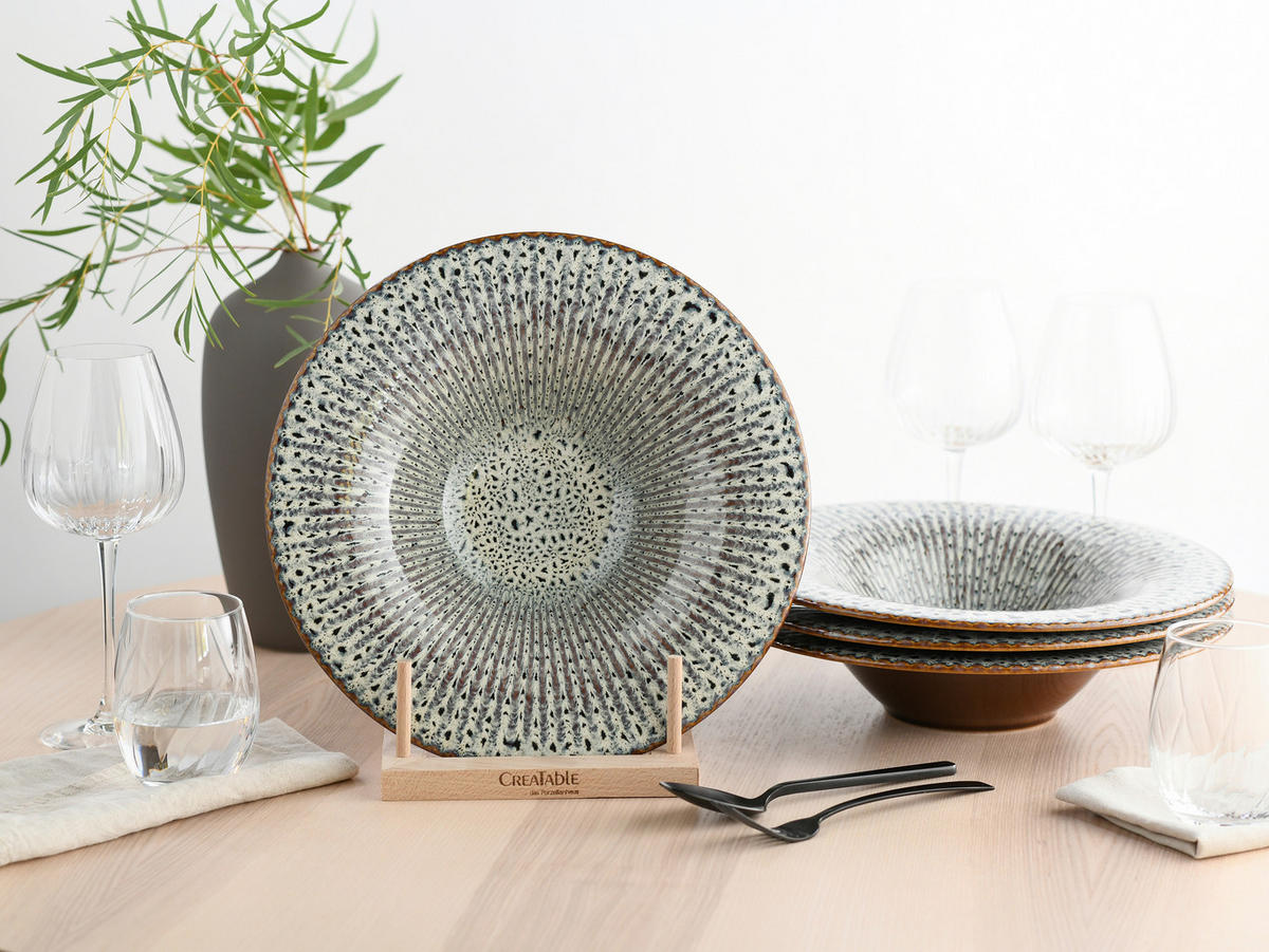 GOURMETTELLER Allegra Magic Sand    - Sandfarben/Schwarz, Basics, Keramik (30,5/6,5cm) - Creatable