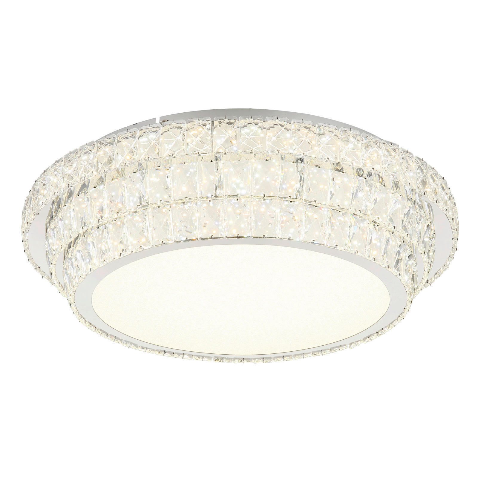 LED SVJETILJKA STROPNA KLARA  - prozirno/boje kroma, Konvencionalno, staklo/metal (60cm) - Globo