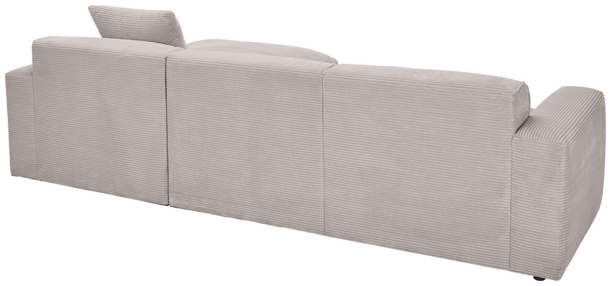 ECKSOFA Taupe Cord  - Taupe/Schwarz, Design, Kunststoff/Textil (303/196cm) - Livetastic