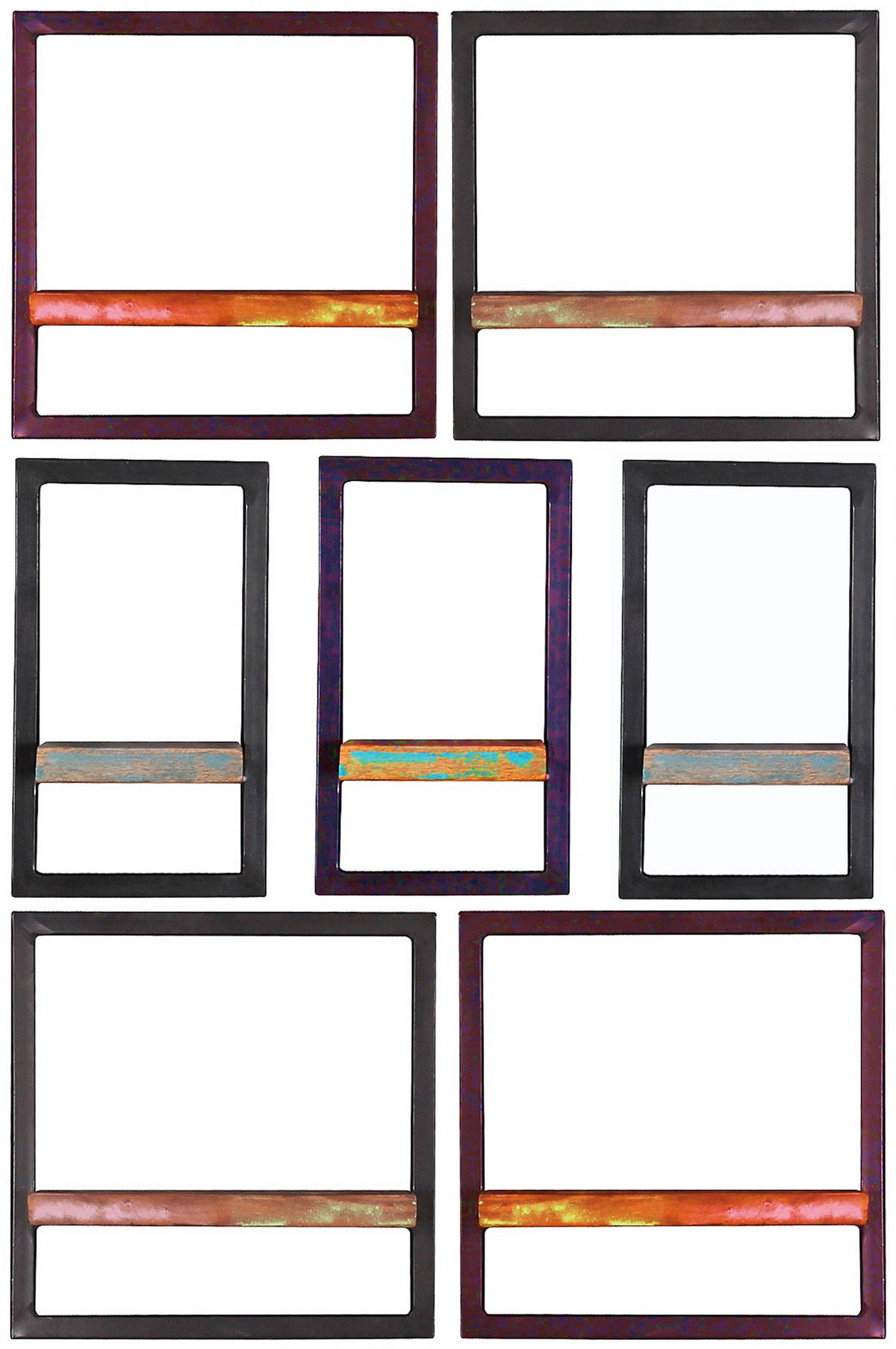 WANDREGAL 20/35/25 cm  - Multicolor/Schwarz, Design, Holz/Metall (20/35/25cm) - MID.YOU