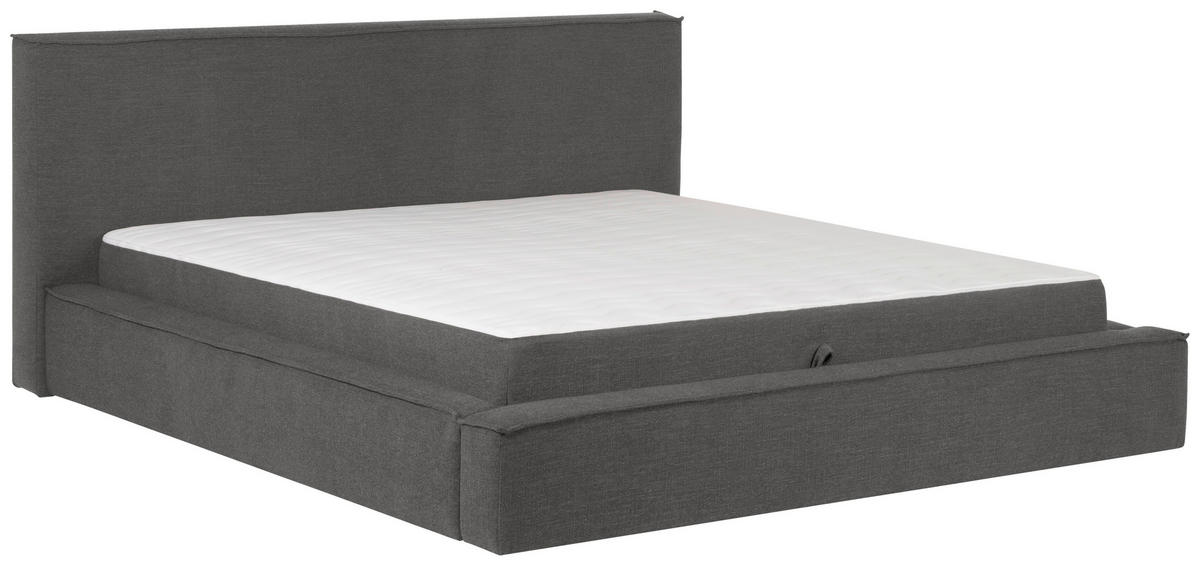 KONTINENTALSÄNG 180/200 cm  i grå  - svart/grå, Klassisk, trä/textil (180/200cm) - Visionight